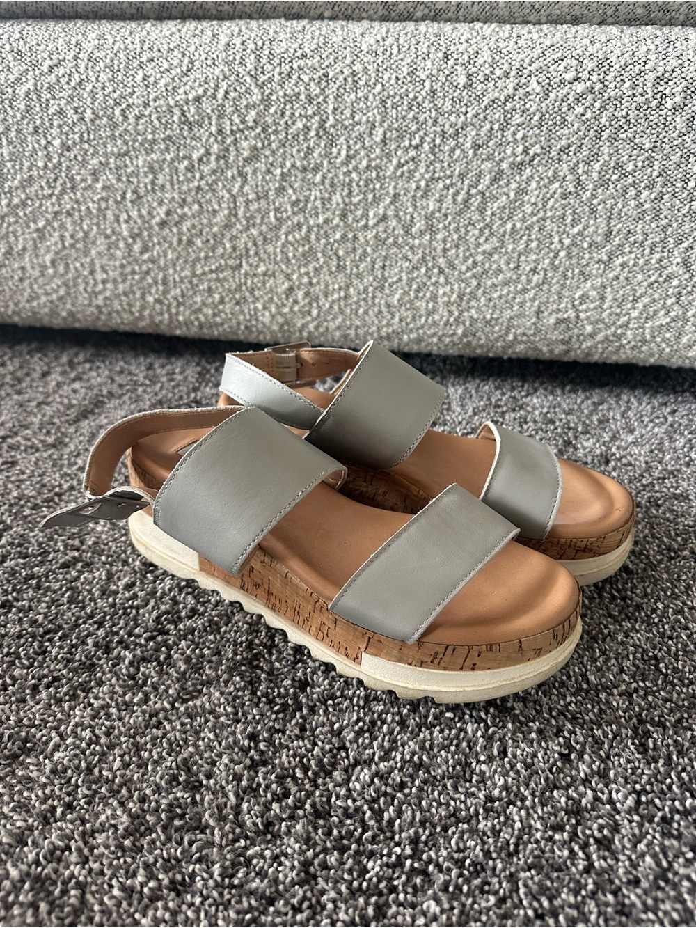 Steve Madden Gray Strappy Cork Platform Sandals